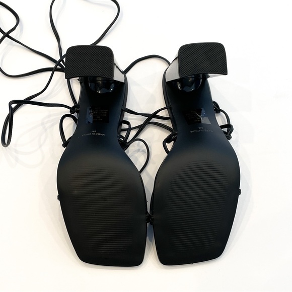 AQUA Women's Leah Ankle Tie High Heel Sandals in Black - Size 8 - Picture 4 of 7